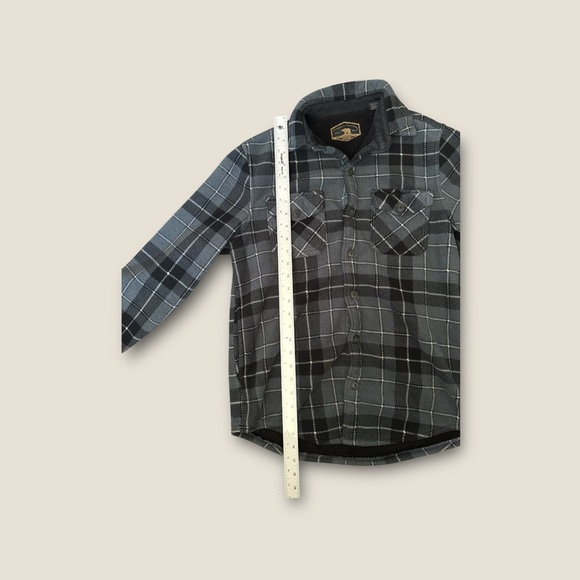 Freedom Foundry Men’s Sherpa Lined Flannel Shirt Jacket Gray Black Plaid Size S/ - Picture 3 of 6